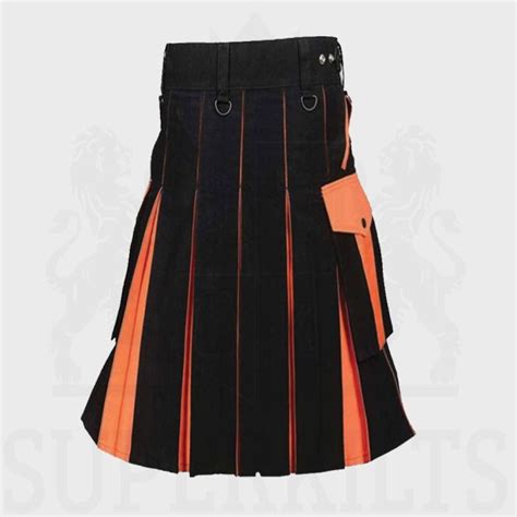 Black And Orange Utility Kilt For Men Best Scottish Kilt For Traditional