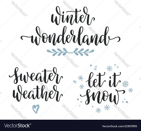 Winter Inspirational Calligraphy Set Royalty Free Vector