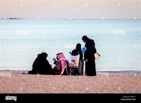 Local People On The Beach At The Katara Cultural Village Doha Qatar