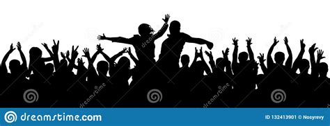 Crowd Of People Applauding Silhouette Vector Stock Vector