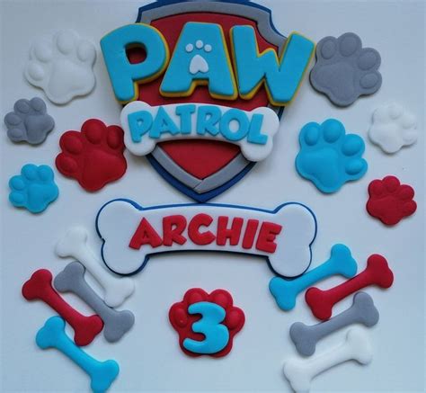 Paw Patrol Personalised Fondant Cake Topper Set Edible Etsy Uk In