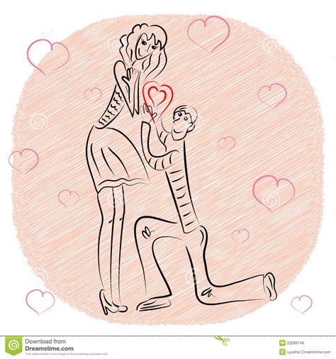 Couple In Love Card Valentines Day Drawing Royalty Free Stock Images