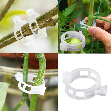100pc Plastic Trellis Tomato Clips Supports Connects Plants Vines