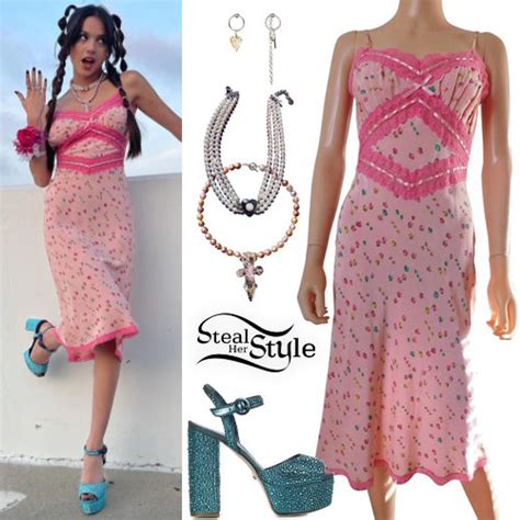 Olivia Rodrigo Pink Floral Dress Blue Sandals Steal Her Style