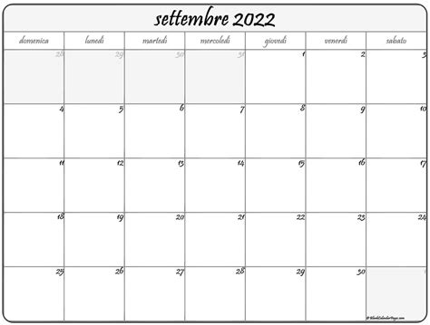 Settembre 2022 Calendario Gratis Italiano Calendario Settembre