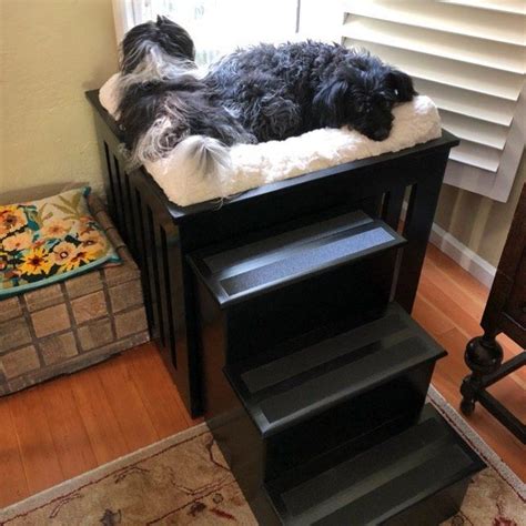 Elevated Dog Bed With Stairs Etsy Elevated Dog Bed Custom Pet Bed