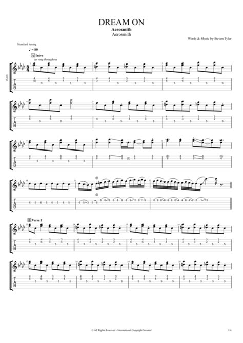 Dream On By Aerosmith Full Score Guitar Pro Tab