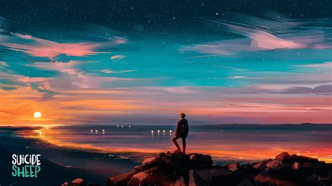 Digital Art Artwork Aenami Sunset Landscape Sea Sky Suicide