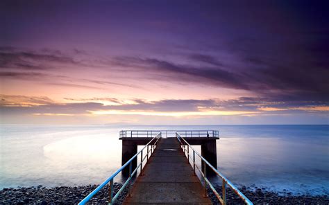 942111 Waves Clouds Pier Landscape Sky Rocks Sunset Horizon