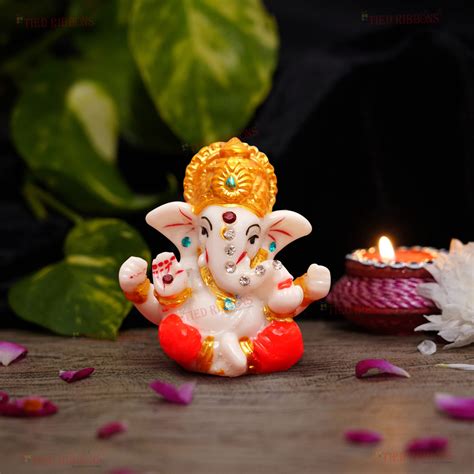 Buy Tied Ribbons Lord Ganesha Statues For Car Dashboard Indian God