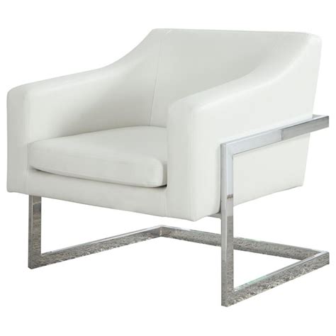 Best Master Modern Living Room Faux Leather Accent Chair In White