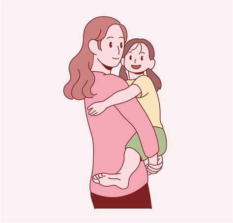 Mother Hugging Daughter Art Drawing