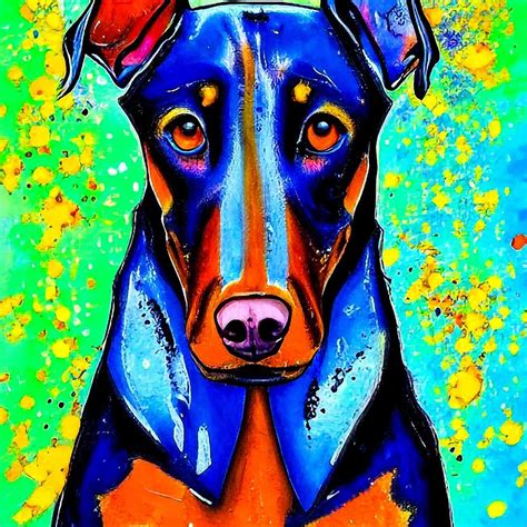Doberman Pinscher Dog Splatter Painting Digital Art By Adrien Efren