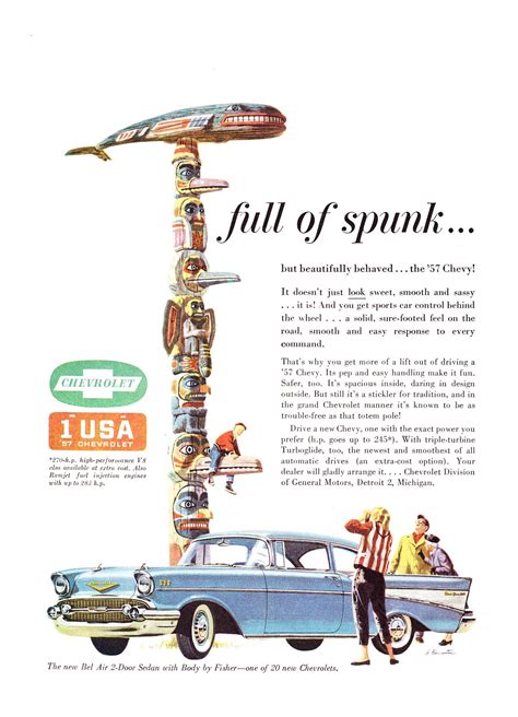1957 Chevrolet Bel Air 2 Door Sedan Usa Original Magazine Advertisement