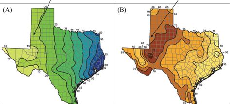 Fig Texas Map Showing Annual Average Rainfall A And Potential