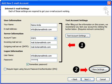 Gambar Konfigurasi Akun Gmail Software Microsoft Outlook Menampilkan