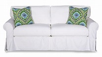 Cottage Style Slipcover Sofa with Rolled Arms and Kick Pleat Skirt by ...