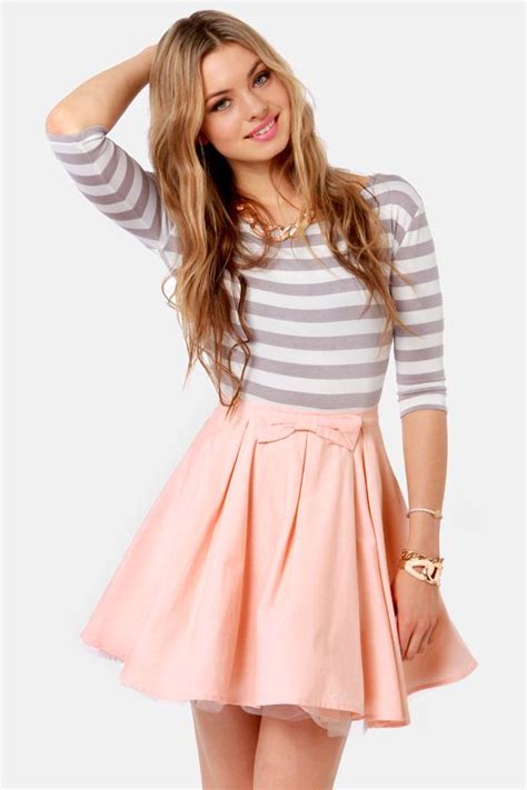 The Going Gets Puffed Peach Mini Skirt Cute Fashion Pretty Dresses
