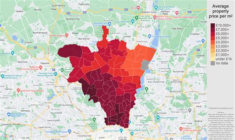 North London House Prices Per Square Metre In Maps And Graphs