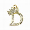 Metal Alloy Clear Crystal Initial Alphabet Letter Crown D Pendant Charm ...