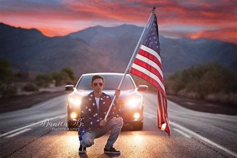 Senior Portrait Senior Boy Arizona American Flag Sunset Senior