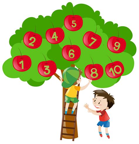 Counting Numbers With Apples On The Tree 369094 Vector Art At Vecteezy