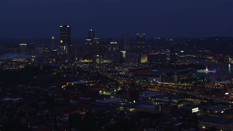 4k Stock Footage Aerial Video Approaching Heinz Field And Skyscrapers
