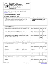 Form Si Download Fillable Pdf Or Fill Online Statement Of Information California Stock