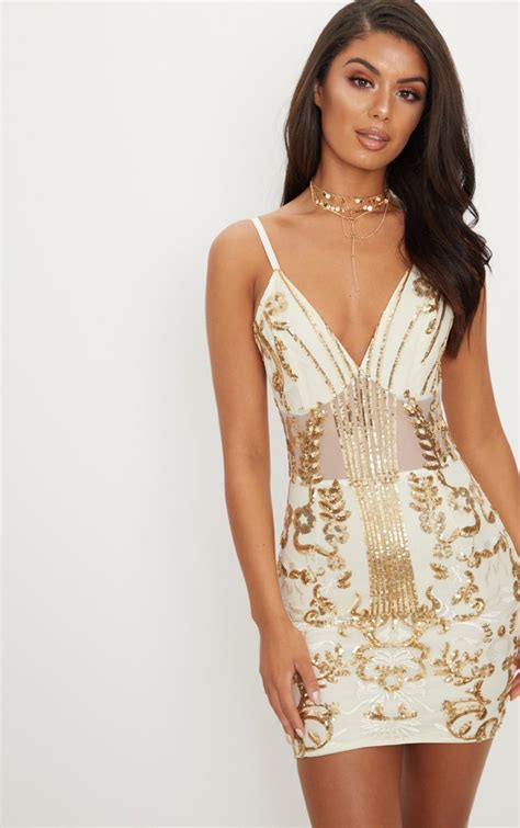 gold strappy sheer panel sequin bodycon dress sequin bodycon dress bodycon dress dresses