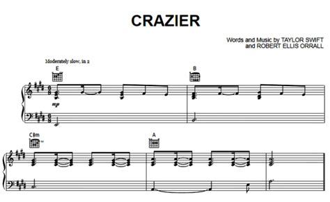 Taylor Swift Crazier Free Sheet Music Pdf For Piano The Piano Notes