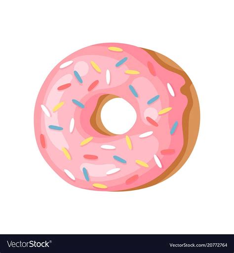 Cartoon Vector Illustration Donut Hand Drawn Drawing Sweet Bun Actual