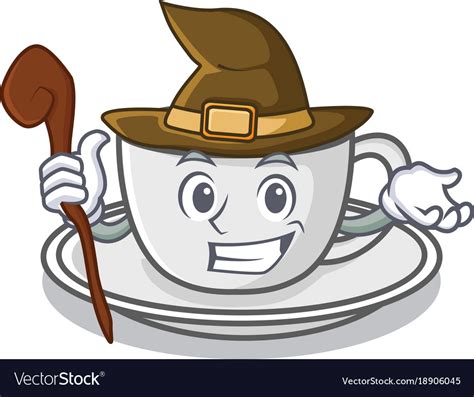 Witch Coffee Character Cartoon Style Royalty Free Vector