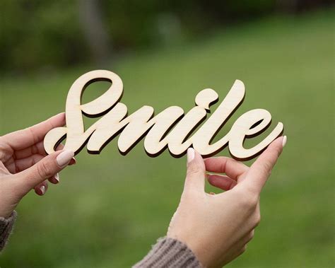 Smile Wood Sign Smile Script Word Smile Wood Sign Wooden Etsy