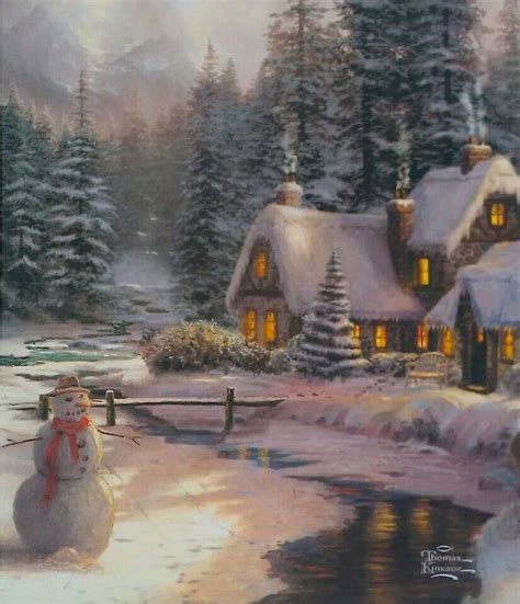 Snowman Thomas Kinkade Thomas Kinkade Art Thomas Kinkade Paintings