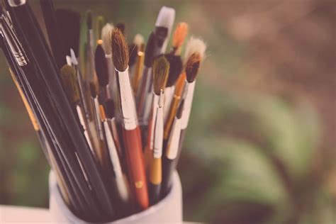 Hd Wallpaper Selective Focus Photography Of Paint Brushes Painting