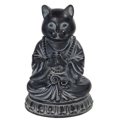 Zen Cat Buddha Sitting Meditation Small Figurine Bodhisattva Decor T