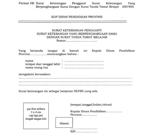 Format Surat Keterangan Pengganti Ijazahsttb Jenjang Pendidikan Dasar