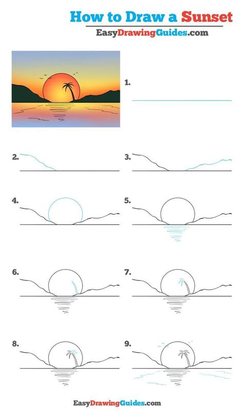 Sunset Drawing Easy Step By Step How To Draw A Sunset Art Projects