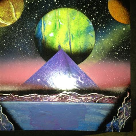 Poster Board Art Pyramid Moon And Planetsmade With Spray