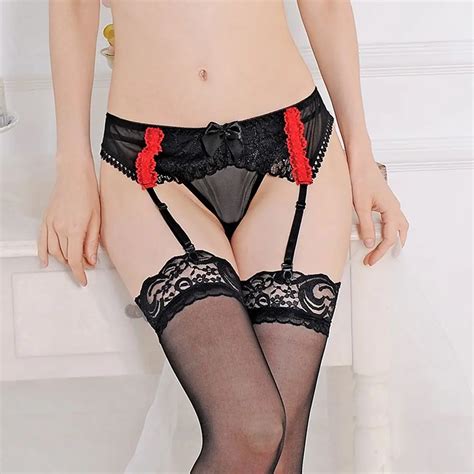 New Womens Sexy Fashion Black Lace Top Thigh Highs Stockings Garter Belt Fashion And Hot