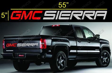 Gmc Sierra Tailgate Vinyl Decal Sticker Red And Silver Colors Ebay