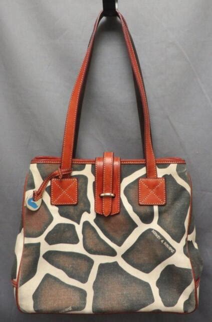 Dooney And Bourke Large Giraffe Animal Print Brown Leather Shoulder Tote