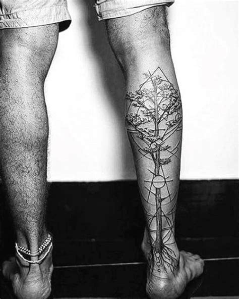 50 Geometric Leg Tattoos For Men Masculine Design Ideas Leg Tattoo