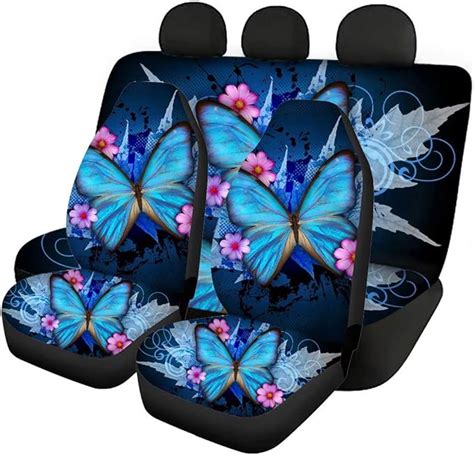 tupalatus blue butterfly car front back seat covers full set of 4 pieces universal