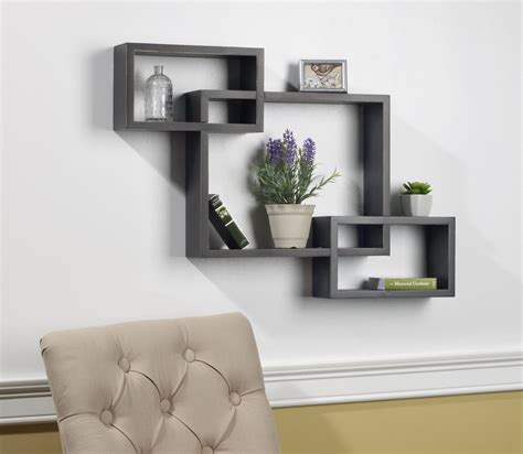 Melannco Interlocking Floating Wall Mount Shelves Set Of 3 In Black