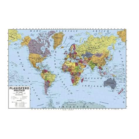 Carta Geografica Planisfero Fisicapolitica Plastificata Con Aste