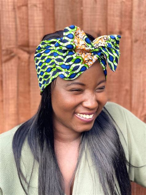 African Print Green Wired Head Wrap Headbands For Woman Etsy Canada