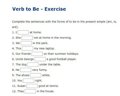 Complete The Sentences With The Forms Of To Be In The Present Simple
