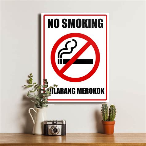 Jual Poster Papan Kayu Dilarang Merokok No Smoking Area Tanda Larangan