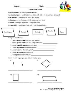 Using the chart below we can answer such questions as Classifying types of Quadrilaterals Worksheet by The ...